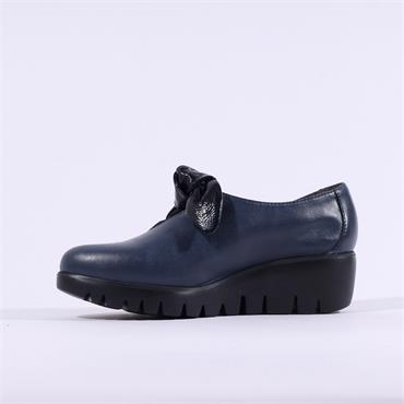 Wonders San Marino Bow Tie Wedge - Navy Patent Combi
